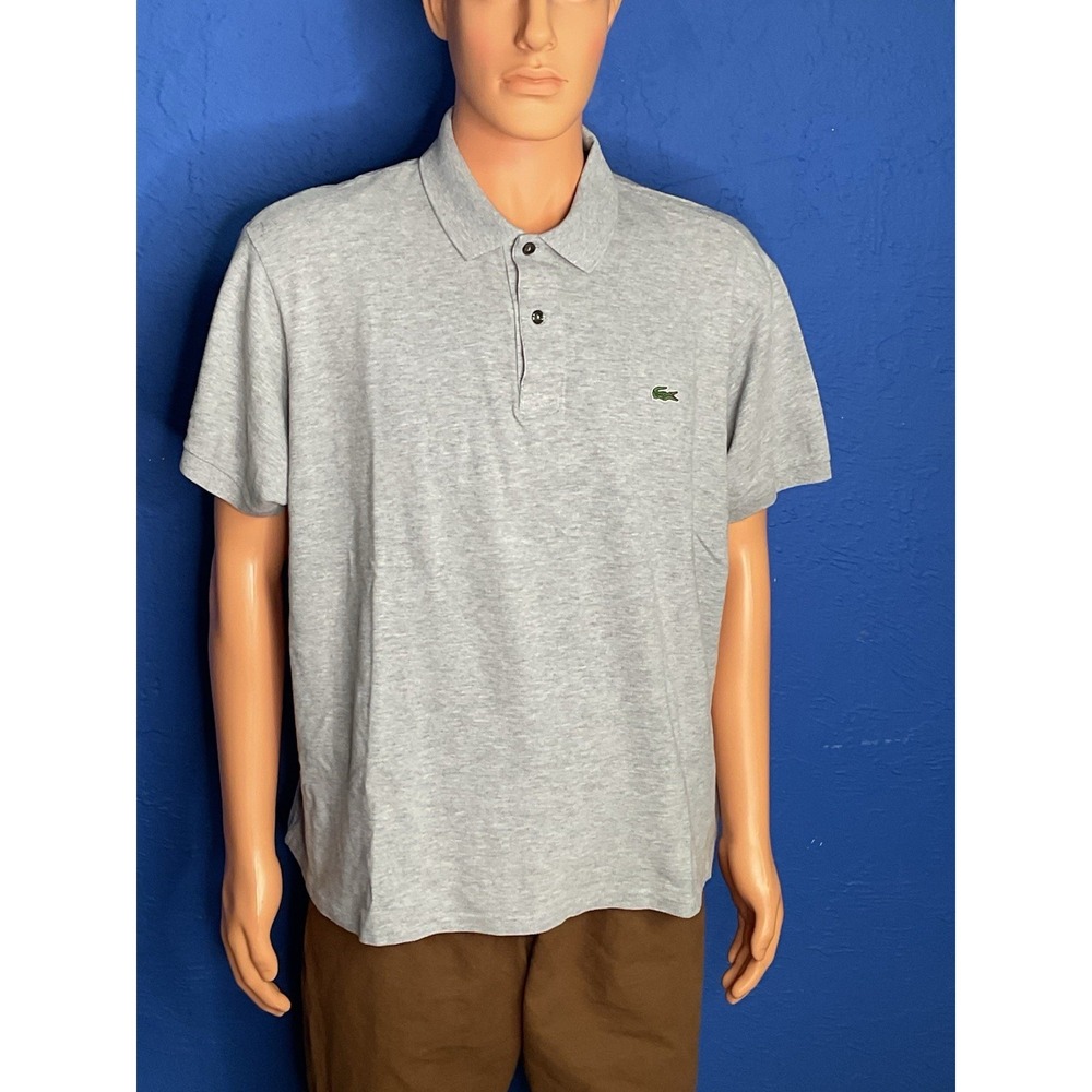 Lacoste Polo Shirt Gray Classic Fit 4XL FR 9 Crocodile Logo Peru Made